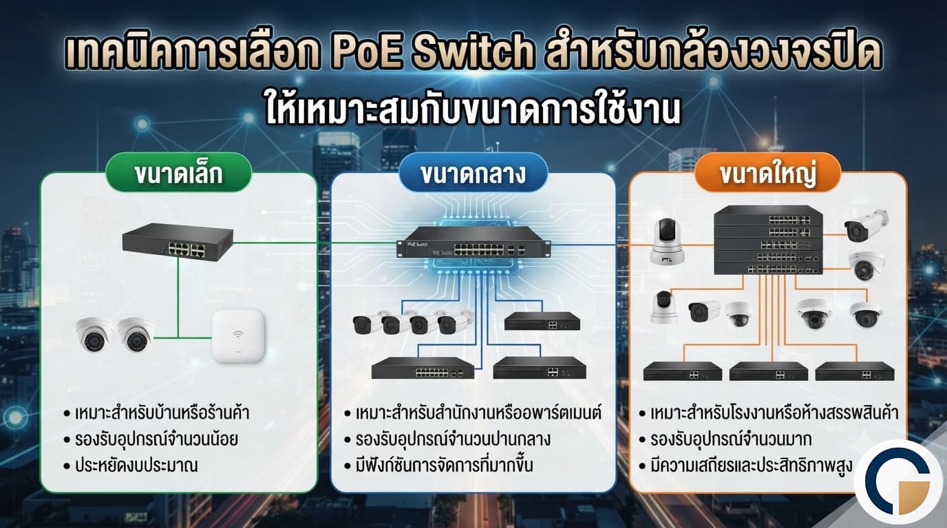 เทคนิคการเลือก PoE Switch สำหรับกล้องวงจรปิด ให้เหมาะสมกับขนาดการใช้งาน