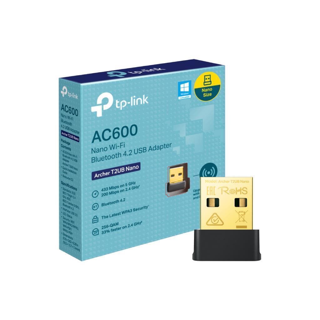 TP-LINK Archer T2UB Nano AC600 Dual Band Wi-Fi 600Mbps USB Adapter with Bluetooth 4.2 - 1