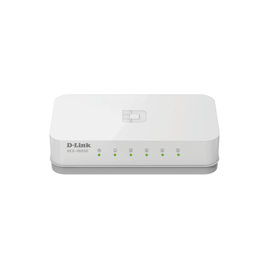 D-Link DES-1005C 5-Port Fast Ethernet Unmanaged Switch (10/100Mbps) - Plastic - 1