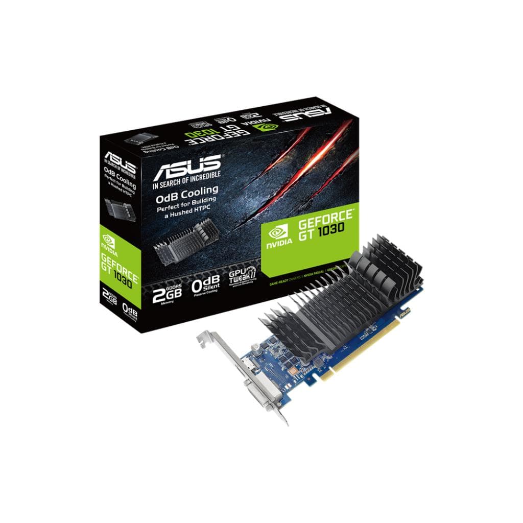 ASUS GeForce GT 1030 SL 2GB GDDR5 (DVI-D/HDMI) - 0dB Silent Cooling - 1