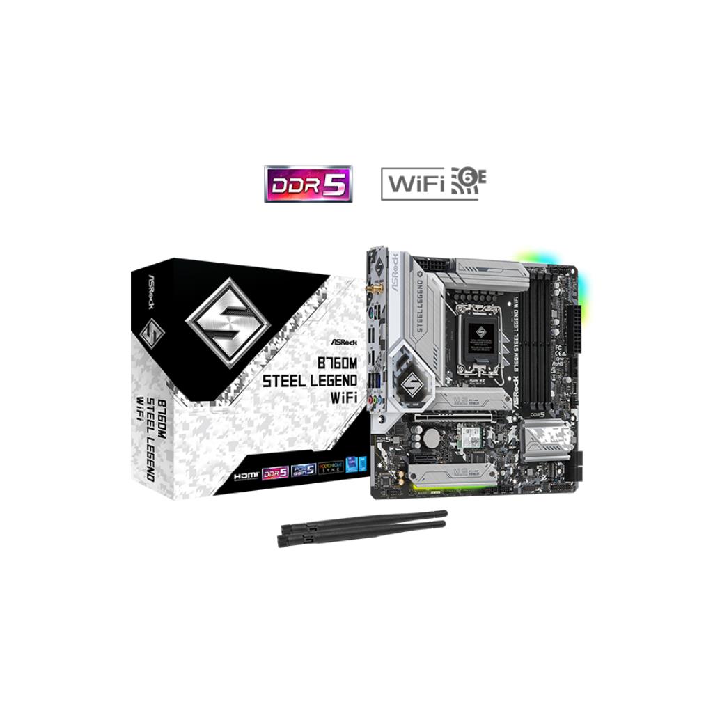 ASRock B760M Steel Legend WiFi (Micro ATX) - Supports 13th/12th Gen Intel LGA1700