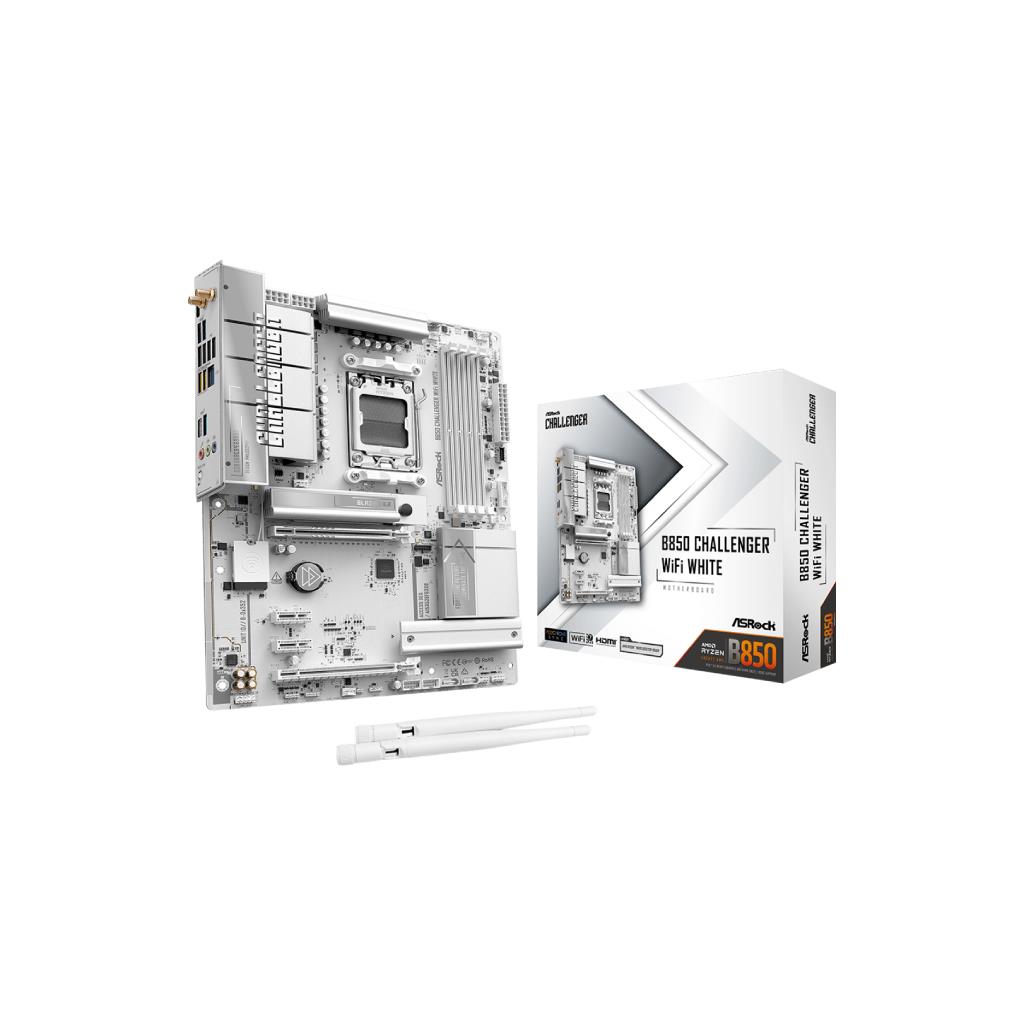 ASRock B850 Challenger WiFi White ATX Motherboard (AMD AM5, DDR5, Wi-Fi 7)