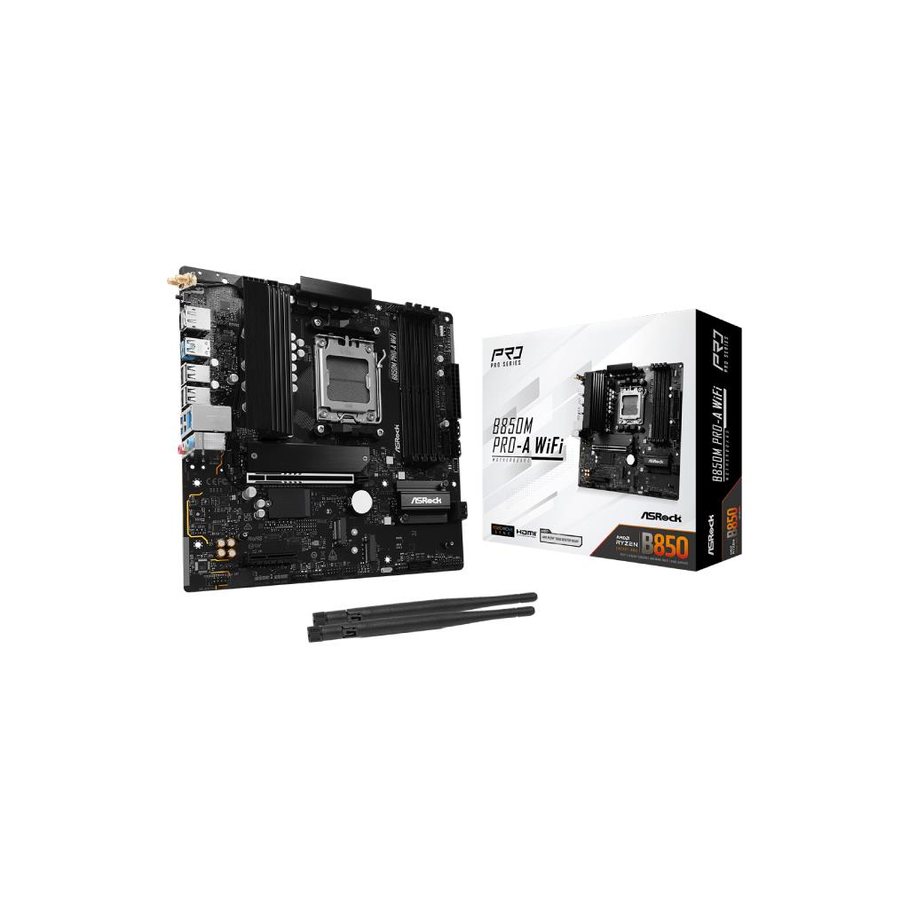ASRock B850M Pro-A WiFi Micro ATX Motherboard (AMD B850, DDR5, Wi-Fi 6E)