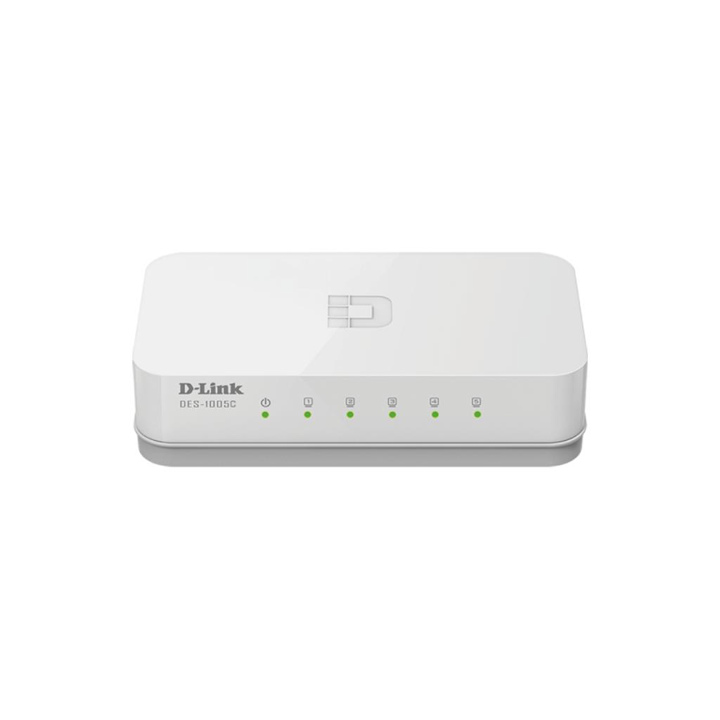 D-Link DES-1005C 5-Port Fast Ethernet Unmanaged Switch (10/100Mbps) - Plastic