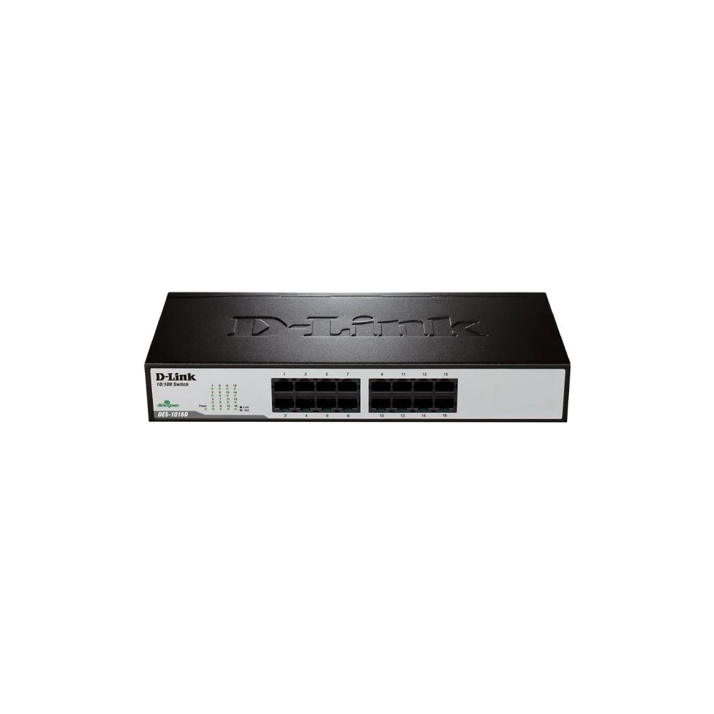 D-Link DES-1016D 16-Port Fast Ethernet Unmanaged Switch (Metal, Rackmount)