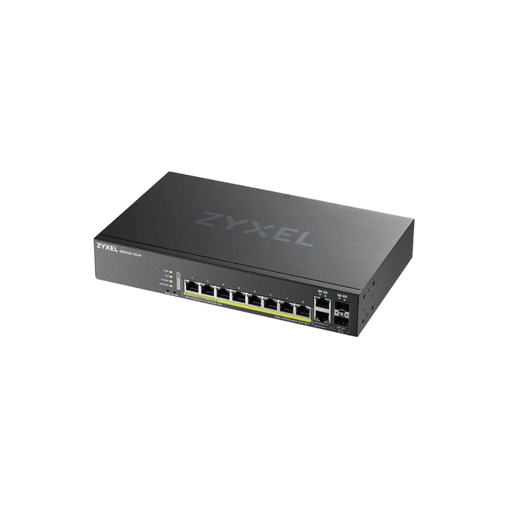 ZYXEL GS2220-10HP 8-Port Gigabit L2+ Managed PoE+ Switch with 2 Combo (SFP/RJ-45) Uplink