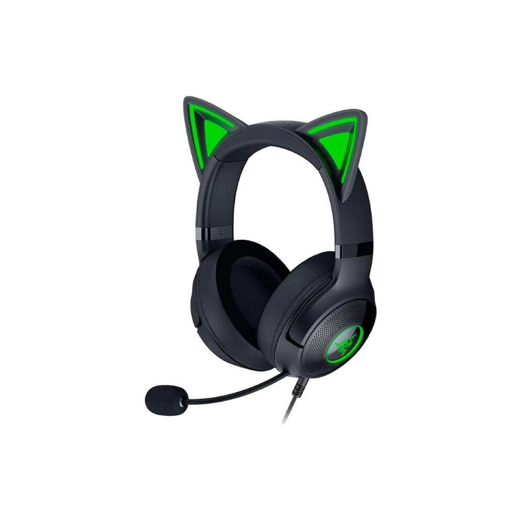 Razer Kraken V2 Kitty Edition Headset - Black (Wired) - 7.1 Surround Sound
