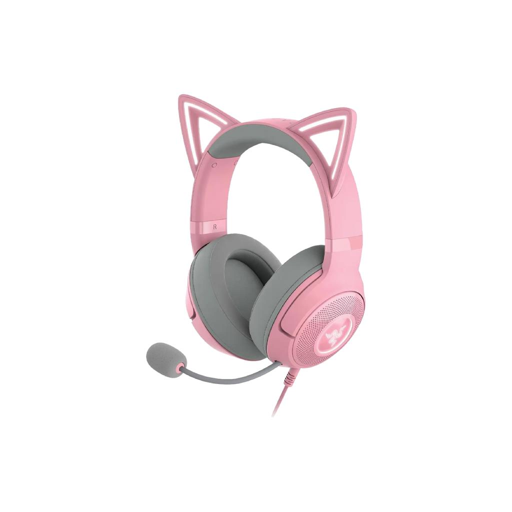 Razer Kraken V2 Kitty Edition Quartz - Wired Gaming Headset with RGB Earcups
