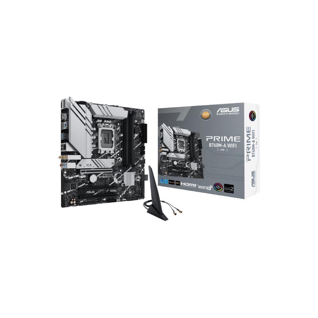 ASUS PRIME B760M-A WIFI-CSM Motherboard (DDR5, mATX, PCIe 4.0, Wi-Fi 6)