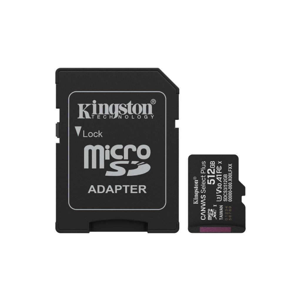KINGSTON Canvas Select Plus microSDXC 512GB Gen3 150MB/s A1 + Adapter