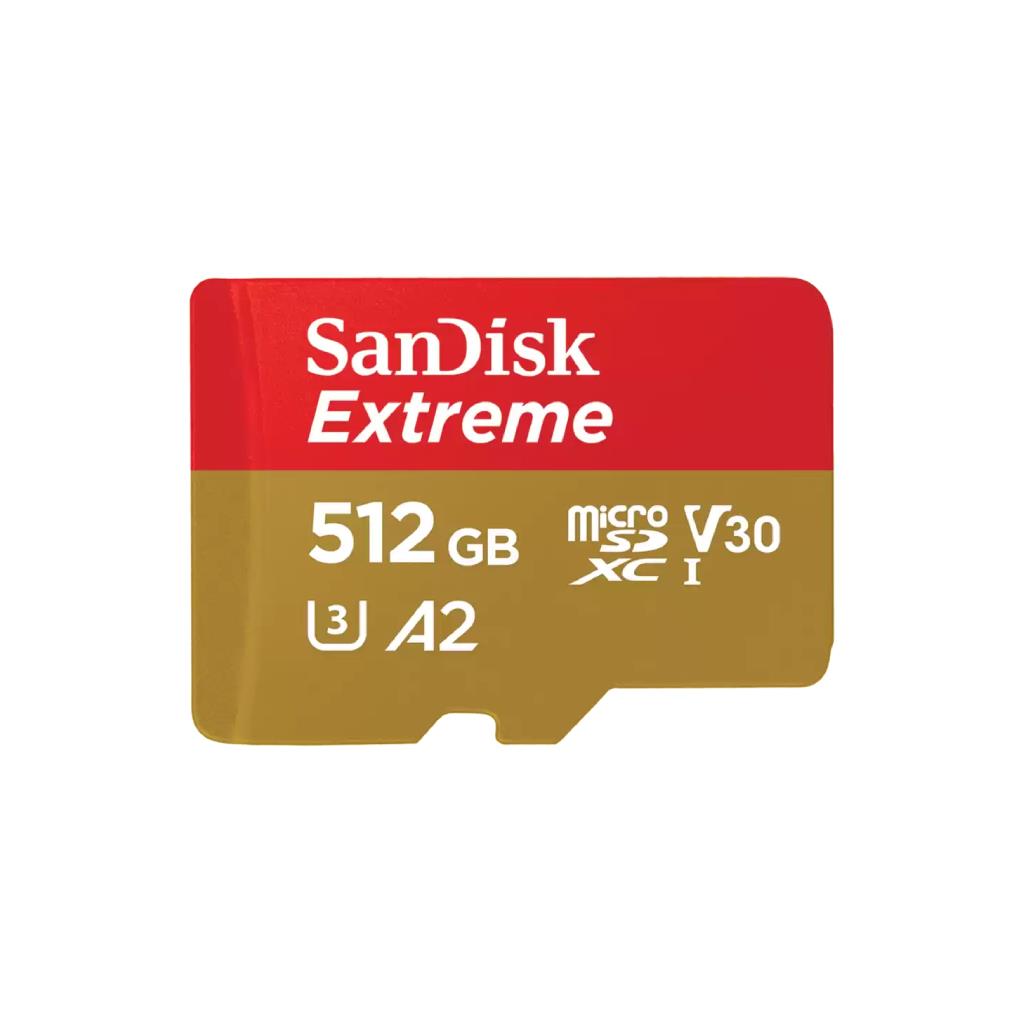 SanDisk Extreme microSDXC UHS-I 512GB V30 U3 C10 A2 190MB/s Read - SDSQXAV-512G-GN6MN